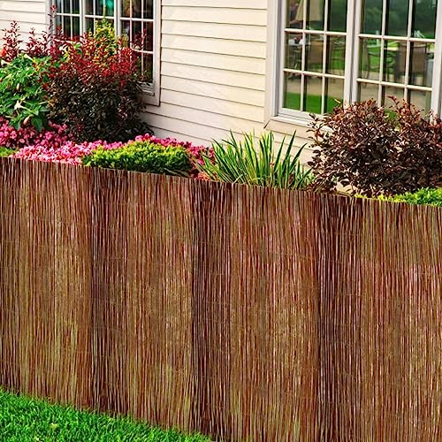 Weidenzaun 300x100 cm, Naturzaun Sichtschutz für Garten Terrasse, langlebige Weidenruten mit verzinktem Draht, vielseitige Begrenzung, Outdoor Privacy Screen
