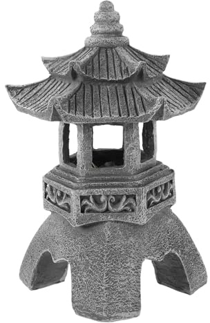 Fenical Lanterne Japonaise de Jardin en Résine Lumière Solaire LED, Décoration Zen Imperméable pour Extérieur, Pagode Traditionnelle Chinoise pour Jardin et Cour