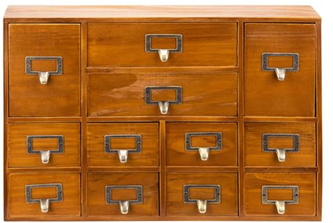 12-Drawer Apothecary Cabinet, Vintage Wooden Desk Organizer for Office & Home, Large Chest of Drawers for Herbs, Tea, Cards & Craft Supplies, Ready-to-Use Storage Box