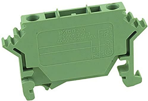 DIN Rail Mount Terminal Block, 2 Positions, 28 AWG, 14 AWG, 2.5 Mmâ², Clamp, 10 A