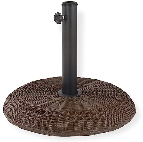 DEMA Sonnenschirmständer Rattan Design 15 kg, Betonkern, PVC Rohrhalter, robust & pflegeleicht, für Schirme bis 2,5 m, passend für 25-37 mm Stangendurchmesser, wetterfest & stabil
