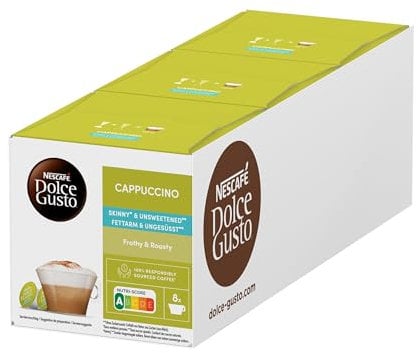NESCAFÉ DOLCE GUSTO Cappuccino ungesüßt Kaffeekapseln 3er Pack (3 x 16 Kapseln)