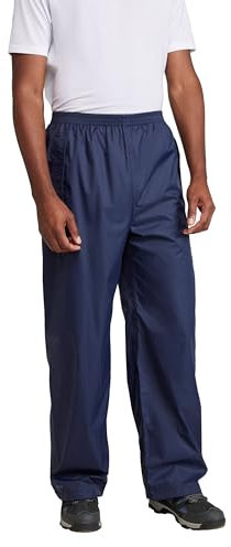 Mountain Warehouse Pakka Mens Waterproof Rain Overtrousers - Packable & Quick Dry Pants with Taped Seams & Adjustable Ankle Opening - for Spring Summer, & Outdoors Navy L