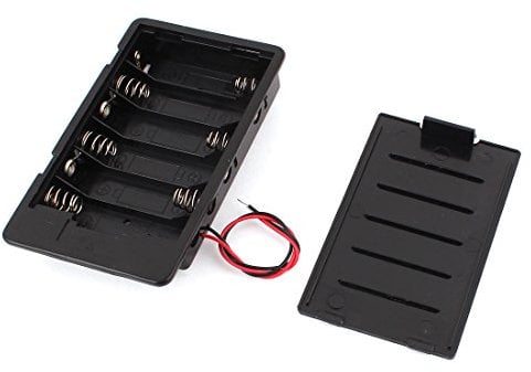 sourcing map Plastic In Series 6 x AA 1.5V Battery Holder Storage Case w Cover