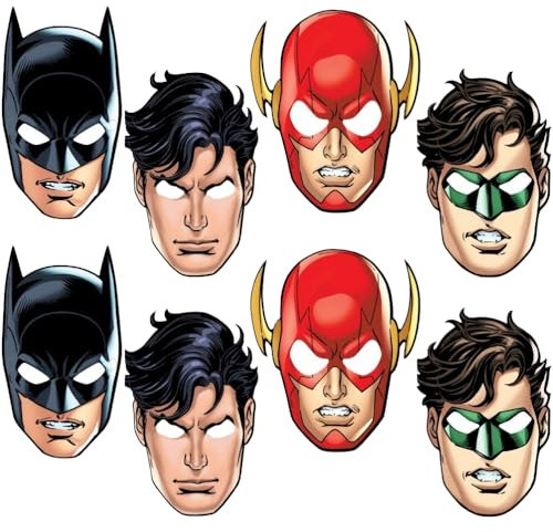 Partymasken - Justice League Party - 8er-Pack, Weiß