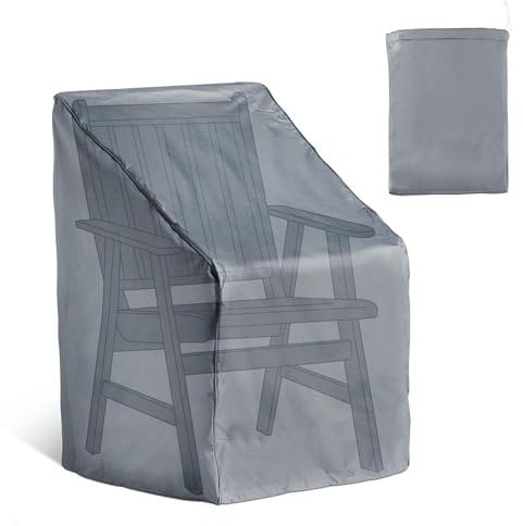 VonHaus Waterproof Garden Chair Cover - Premium Heavy Duty, Breathable 420D Oxford Fabric Protection for Patio & Outdoor Stacking/Reclining Single Seat (H120 x W65 x D75cm)