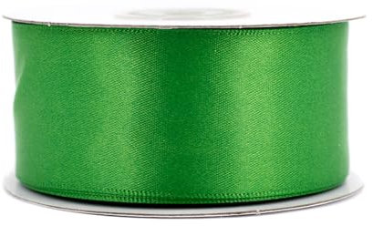 Doppelseitiges Satinband 38mm x 20m Rolle - FARBAUSWAHL in 6/10/25/38mm - farbecht & waschbar - Schleifenband für Hochzeit - Geschenkband zum Verpacken Dekorieren Basteln - Grün 580
