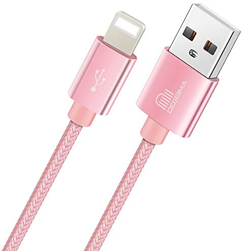 TheMax Câble tressé pour iPhone de 3 m, câble USB de synchronisation de données, chargeur compatible avec iOS Phone 11/Pro/Xs Max/X/8/7/Plus/6S/6/SE/5S i-Pad i-Pod (3 m, rose vif)