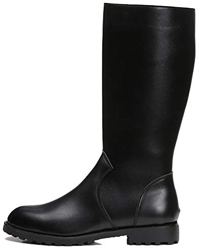 MERRYHE Stivali Alti da Uomo Zip Laterali Stivali da Equitazione Stivali da Combattimento A metà Polpaccio Calzature da Lavoro Impermeabili,Black-45