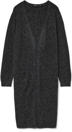 Vero Moda Women's Vmdoffy Ls Long Open Noos Cardigan, Black (Black Melange), M UK