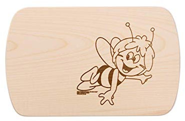 Frühstücksbrettchen Biene Maja aus Naturholz – Holzbrett mit Biene Maja Motiv – Personalisierbar mit Namen & Gravur – für Kinder & Erwachsene