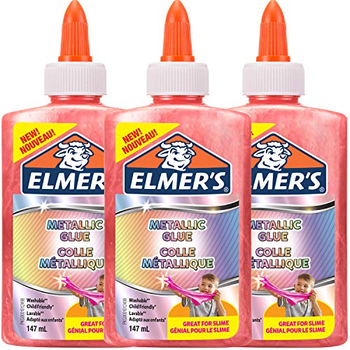 Elmer's Metallic PVA Glue | Pink | 147 mL | Washable & Kid Friendly | Great for Making Slime | Washable & Kid Friendly | 1 Count