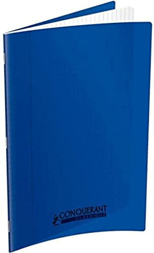 CONQUERANT Cahier Classique 24x32cm Grands Carreaux Seyès 140 Pages Agrafées Couverture Polypro Bleu