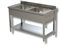 Ristotecno Lavatoio Lavello su Gambe a 2 vasche. Prof. 70-140x70x85H, Senza Ruote