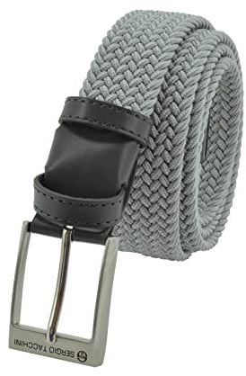 Sergio Tacchini Elastischer Geflochtener Gürtel Herren Damen, Gürtel mit Echtleder & Geschenkbox, Flechtgürtel für Jeans, Freizeit & Business