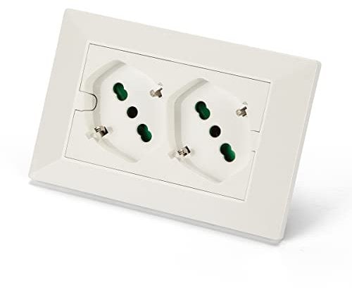 FANTON 42100 - Multipresa universale da incasso OPERA/PLAdoppia presa bipasso italo/tedesca 2P+T 16Aprecablata per scatola a 3 moduli