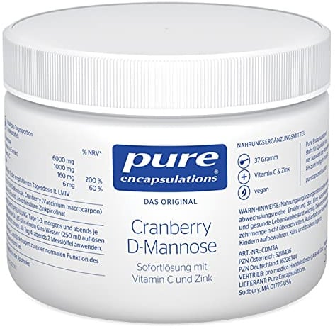 Pure Encapsulations Cranberry D-Mannose mit Vitamin C & Zink, 37 g | Schnell lösliches Trinkpulver, ohne künstliche Aromen und Süßstoffe, angenehmer natürlicher Geschmack, vegan