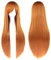 IMISSU 80 cm langes glattes Naturhaar Cosplay Perücken mit Pony Bunt Halloween Kostüm Party Perücke Haarverlängerungen (Orange)
