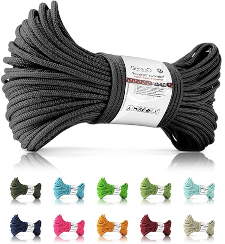 Ganzoo Paracord 425 Seil Typ 2, 3 mm, Schwarz, 30 m, Nylon Polyester Kernmantel mit 4 Kernsträngen, 425 lbs 192 kg Bruchlast, Outdoor Schnur für DIY, Knoten, Flechten, Hundeleine Hundehalsband Armband