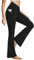 baleaf Damen Yogahose mit Taschen Schlaghose Stoff Flare Leggings Bauchkontrolle Sporthose Stretch Hohe Taille Schwarz 32 L