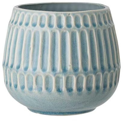Nordring Retro Übertopf Vintage Pflanztopf für Zimmerplanzen Blumentopf Riff L (16,5 cm ø), Sky Blue, Keramik
