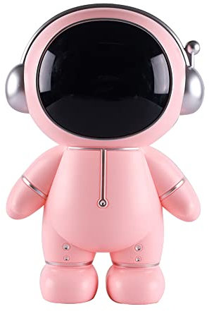 Hosoncovy Astronaut Piggy Bank Coin Bank Spaceman Money Box Astronaut Figurine Decor Desktop Sculpture Statue (Pink)