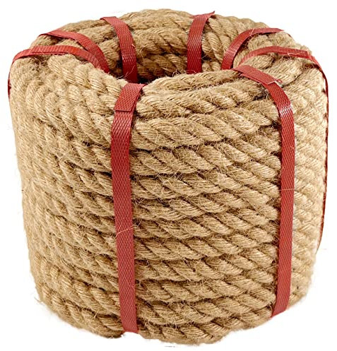 Juteseil aus natürlichem Hanfseil (1,9 cm x 15,2 m), gedrehtes Manila-Seil für Hängematten, Schaukeln, Bootsgeländer.
