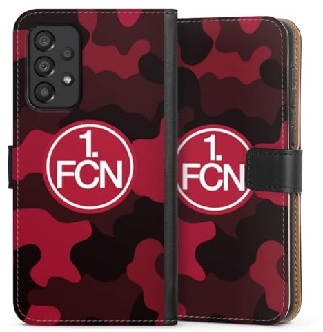 DeinDesign Klapphülle kompatibel mit Samsung Galaxy A33 5G Handyhülle aus Kunst Leder schwarz Flip Case 1. FC Nürnberg Logo 1. FCN