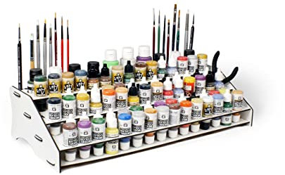 Silu - Vallejo Paints Organiser Paint Station for Acrylic Paints, Brushes and Tools for Workbench, Miniature Painting, Model Making, Warhammer. Colours NOT Included