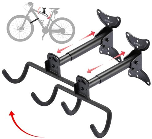 UU-Major Bike Wall Mount,Heavy Duty Bike Hanger, Mounted Bike Hook for Garage Wall,Horizontal Bike Rack for MTB,Road And Hybrid Bikes Storage,Thicker Metal With Rubber Coating.(Adjustable*2 Pack)