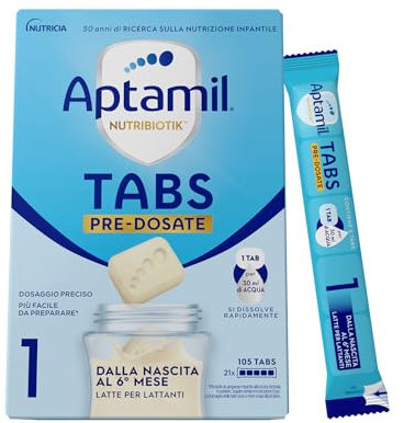 APTAMIL NUTRIBIOTIK - Latte per Lattanti in Tabs Pre-Dosate - Dalla nascita al 6° mese - 21 bustine (105 tabs)