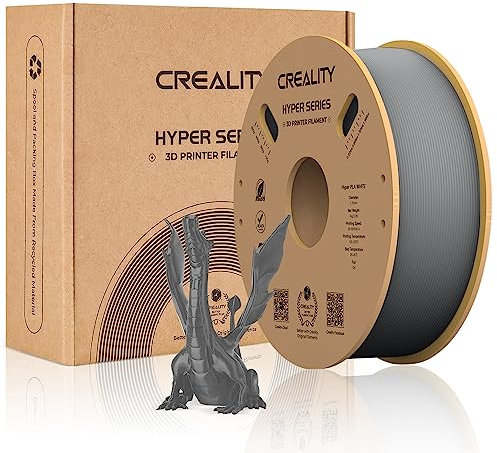 Creality Offizielles PLA-Filament Hyper Series PLA Super Druckgeschwindigkeit 30–600 mm/s 1,75 mm 1 kg Spule, 3D-Druck-Filament für 3D-Drucker, Grau