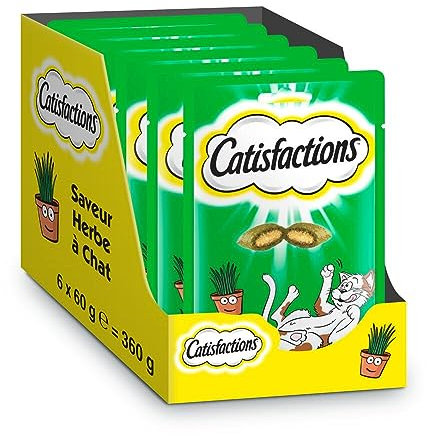 Catisfactions Friandises pour Chat – Saveur Herbe à Chat – Récompenses pour Chats Adultes et Chatons – 60 g (Lot de 6)