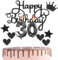 Happy 30th Birthday Topper & Candles - Black 30 Candles for Cake - 30th Birthday Decorations
