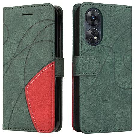XINNI Cover Protettiva per Oppo Reno 8T 4G Case, retrò Cellulare Custodia Libro Antiurto in Flip Pelle PU/TPU, Portafoglio Flip Magnetica, Verde