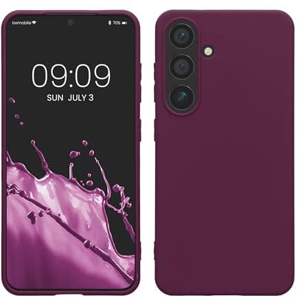 kwmobile Hülle kompatibel mit Samsung Galaxy S24 Hülle - TPU Silikon Handyhülle weich schlank - Case stoßabsorbierend flexibel - kabelloses Laden - Bordeaux Violett