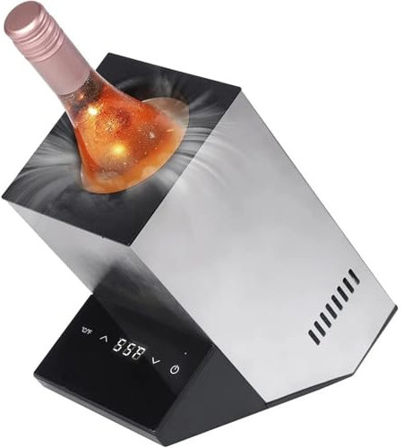 Wine Chiller Refrige Electric Temperature-Controlled Bucket for Red/White Wine Champagne Fast-Cooling Cabinet Kitchen Bar,Silver