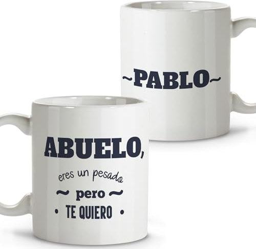 LolaPix Taza abuelo. Taza personalizada. Tazas originales para regalar. Regalo abuelo. Regalos para abuelos. Taza cerámica 330 ml.