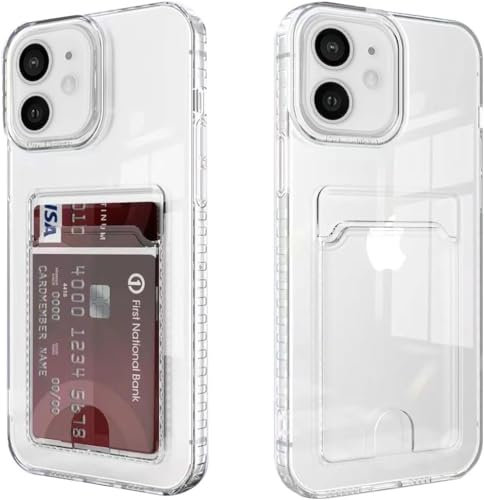 Xerial für iPhone 12 hülle mit kartenfach, Transparent Silikon TPU Handyhülle, Ultra Dünn, Soft, Stoßfest Schutzhülle,Bumper Cover