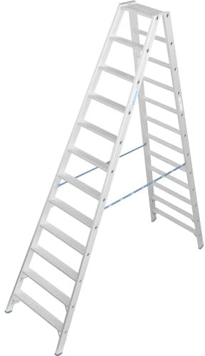 KRAUSE | Alu-Stufenstehleiter | mit R13-Rutschhemmung | beidseitig begehbar | 2x12 Stufen