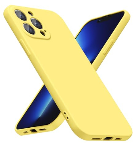 LoeoeL for iPhone 13 Pro Max Phone Case Silicone, Minimalist Ultra Thin Slim Soft Rubber Gel Solid Color Matte TPU Cute Case for Women Men, Girly Plain Aesthetic Design & Camera Cover, Yellow