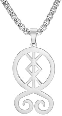 Amaxer Wikinger Norse Bind Rune zum Schutz Halskette Wikinger Runen Nordic Amulett Schmuck Anhänger Box Kette Halskette für Männer (Silber)