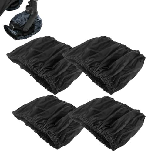 Kinderwagen Radabdeckung, 1 Satz 4 Stück Kinderwagen-Radkappe, Wasserdichte Radschutzhülle, Staubdicht Kinderwagen Zubehör, für Kinderwagen, Schwarz, 2 Stück für große und kleine Größen