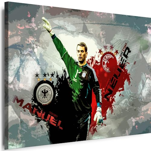 Myartstyle Leinwand Bilder Manuel Neuer Deutscher Fussball spieler Sport FC bester Kunstdruck Wandbilder (70x50 cm)