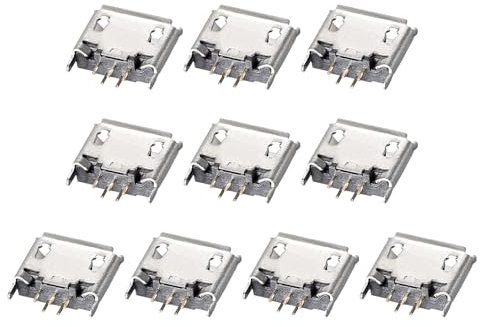 DMiotech 10Pcs Connecteur de Prise Femelle Micro USB 5 Broches Adaptateur de Prises Jack 180 Degrés 1A 30V Ensemble de Connecteurs Jack pour Réparation et Remplacement USB d'Ordinateur