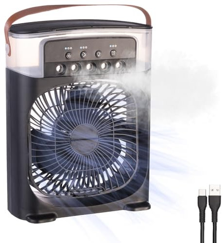 Sichler Haushaltsgeräte Nebler: USB-Tischventilator mit Ultraschall-Vernebler, Timer & Nachtlicht (Bodenventilator, USB-Tisch-Ventilator, Sprühventilator)