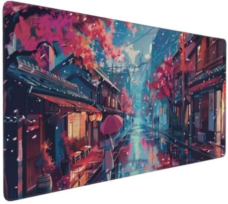 Japanisch Mauspad XXL Mauspad 800x400 mm Schreibtischunterlage, Wasserdicht Mauspad Stadt Mousepad XXL, Gaming Mauspad Groß Verbessert Präzision und Geschwindigkeit, Gaming Zubehör Zimmer Deko -MU239