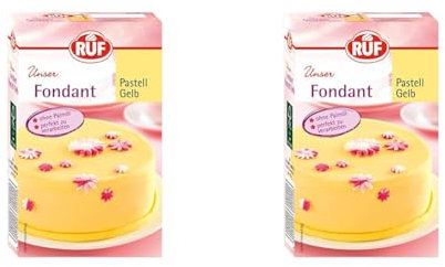 RUF Fondant Pastell Gelb, zum Formen von Figuren, Blumen und Buchstaben geeignet, Modellierfondant, Rollfondant, ohne Palmöl, glutenfrei & vegan, 250g (Packung mit 2)
