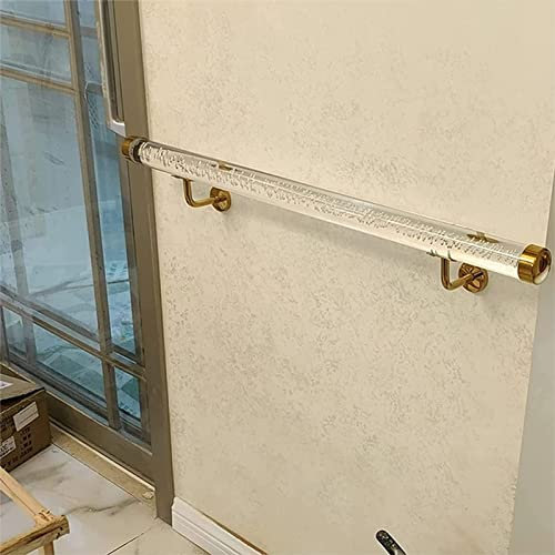Xiaoxu Moderner Treppenhandlauf aus klarem Acrylkristall für Innentreppen, an der Wand hängende, rutschfeste Treppenhandläufe, runde Haltegriffe (Größe: 5 m)