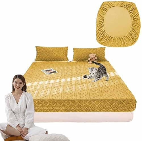 Matratzenschoner Tagesdecke Matratzenauflage Mattress Protector Matratzenschutzbezüge Spannbetttücher Matratze Schutzbezug Spannbettlaken, Matratzenbezug Fleece Plüsch Spannbettlaken(1,90*200cm)